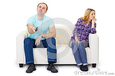 Husband and wife in a quarrel Stock Photo