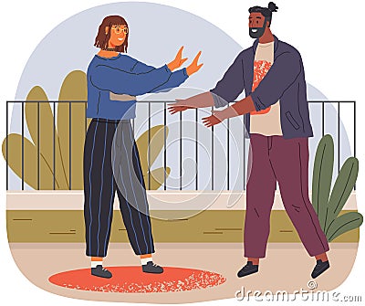 Husband and wife shouting blaming each other of problem. Man and woman quarreling relationships Vector Illustration