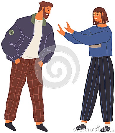 Husband and wife shouting, blaming each other of problem. Man and woman quarreling relationships Vector Illustration