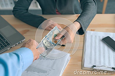 Hush money for paying off bribery to introduce business corruption Stock Photo