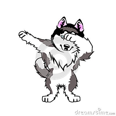 Husky Dog Dabs Husky Dabbing Dance Vector Stock Photo