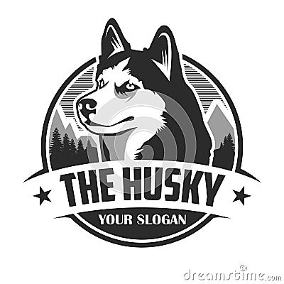 The Husky emblem logo Vector Illustration