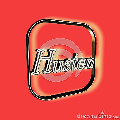 `Husten` = `Cough` - word, lettering or text as a 3D illustration, 3D rendering, computer graphics Cartoon Illustration