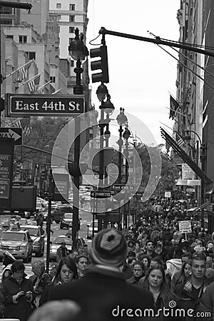 East 44th St. city view in New York City, New York USA Editorial Stock Photo