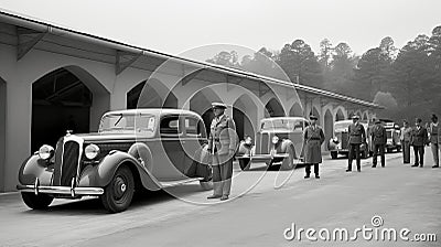 Hustling Gas Station. Cars Eagerly Waiting in Line for Swift and Efficient Fueling Process Stock Photo