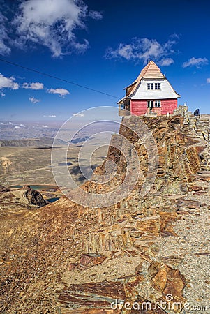 Hut on Chacaltaya Stock Photo