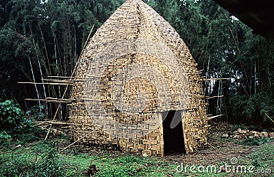 hut of the dorze tribe in Ethiopia - a typical transportable hut in the form of a beehive House Stock Photo