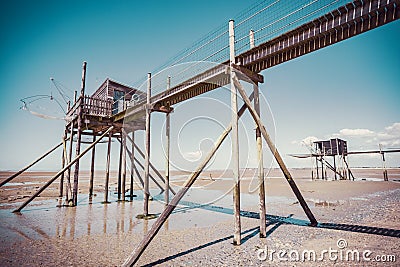 Hut of fisherman on piles Stock Photo