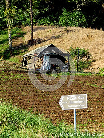 A hut on highland farm Stock Photo