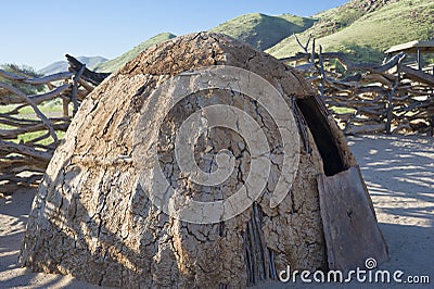 Hut of the Himba Tribe in Namibia Stock Photo