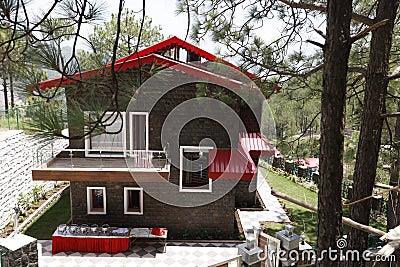 Hut house in hill area Stock Photo