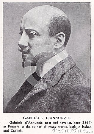 Gabriele d`Annunzio 1863 - 1938 Editorial Stock Photo