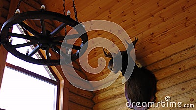 A huting house a deer head Stock Photo