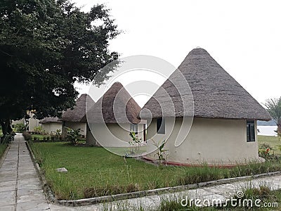 Huts in heaven Stock Photo