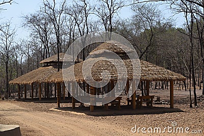 Huts in a lonely land Stock Photo