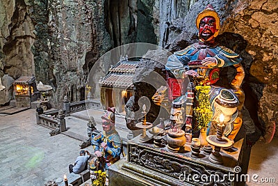 Huyen Khong Cave with shrines, Marble mountains, Vietnam Stock Photo