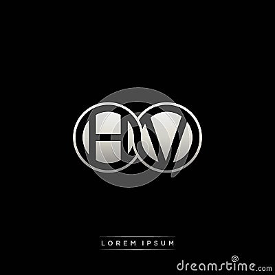 HV initial letter linked circle capital monogram logo modern template silver color version Vector Illustration