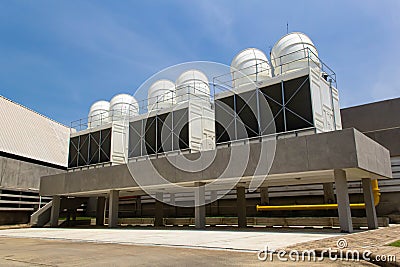 HVAC Air Chillers on Rooftop Stock Photo
