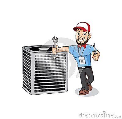 HVAC service cartoon character design illustration Vector Illustration