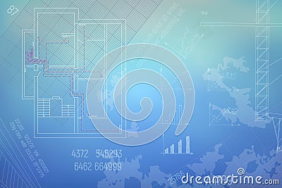 HVAC Engineering drawing. Part of technical draft Vector Illustration. Vector Illustration