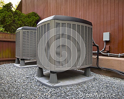 HVAC heating and air conditioning residential units Stock Photo