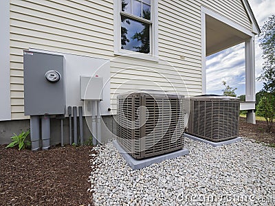 HVAC heating and air conditioning units Stock Photo