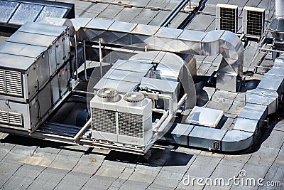 HVAC - heating ventilation and air conditioning system on building rooftop Stock Photo