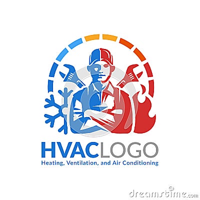 HVAC logo design, heating ventilation and air conditioning logo or icon template Vector Illustration