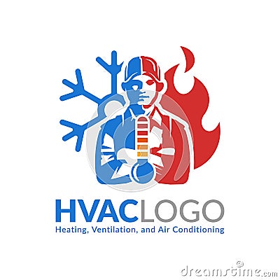 HVAC logo design, heating ventilation and air conditioning logo or icon template Vector Illustration