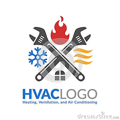 HVAC logo design, heating ventilation and air conditioning logo or icon template Vector Illustration