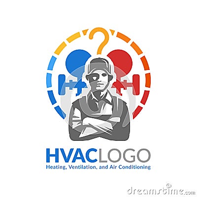 HVAC logo design, heating ventilation and air conditioning logo or icon template Vector Illustration