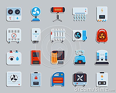 Hvac patch sticker icons vector set Vector Illustration