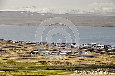 Town as seen from the mountains Stock Photo