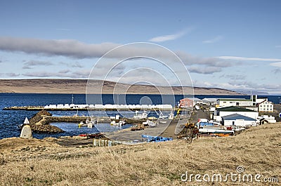 Hvammstangi town and harbour Editorial Stock Photo