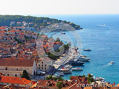 Hvar harbor,Croatia Stock Photo