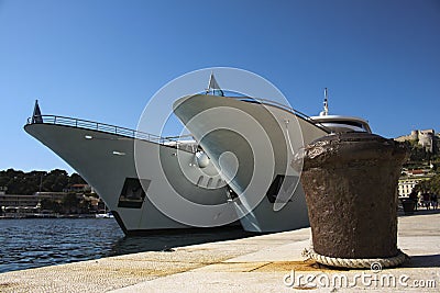 Hvar harbor with two cruisers Stock Photo