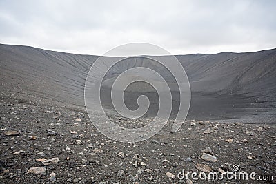 Hverfell caldera volcano top view, Iceland landmark Stock Photo