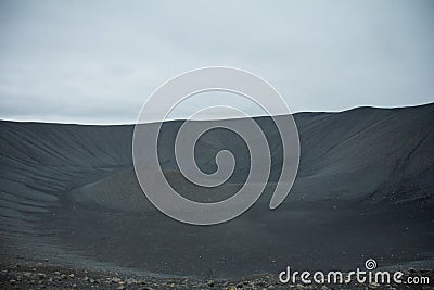 Hverfell volcano - Iceland. Scenic landscape of the crater. Top view. Stock Photo