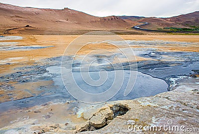 Hverir , Iceland geothermal area at the Namafjall volcanic mountain. Stock Photo