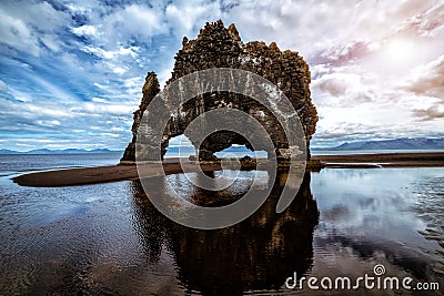 Hvitserkur - the unique basalt rock in Iceland Stock Photo