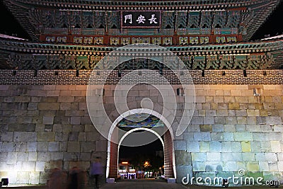 Hwaseong Fortress - Janganmun Gate Editorial Stock Photo