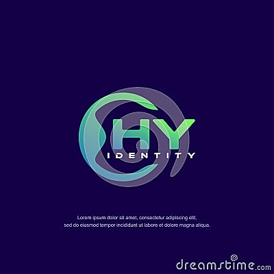 HY Initial letter circular line logo template vector with gradient color blend Vector Illustration