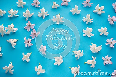 Hyacinth flowers on blue background with heart Stock Photo