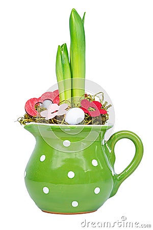Hyacinth in green pot Stock Photo