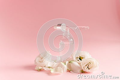 Hyaluronic acid Dropper transparant glass Bottle. Skincare and health Stock Photo