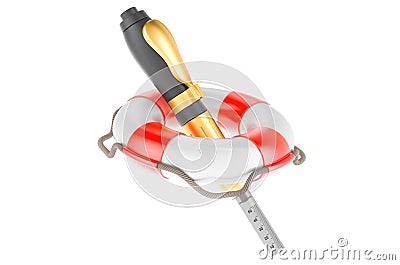 Hyaluronic pen with lifebuoy, 3D rendering Stock Photo