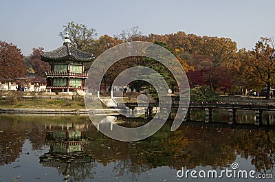 Hyangwonjeong at Gyeongbokgung Palace Seoul Korea Stock Photo