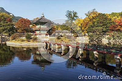 Hyangwonjeong pavilion Stock Photo