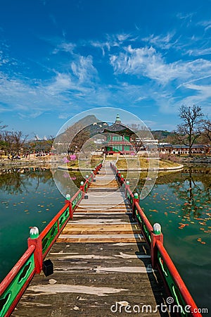 Hyangwonjeong Pavilion, Gyeongbokgung Palace, Seoul, South Korea Stock Photo