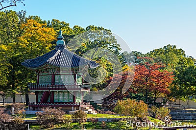 Hyangwonjeong Pavilion in Gyeongbokgung, seoul Stock Photo